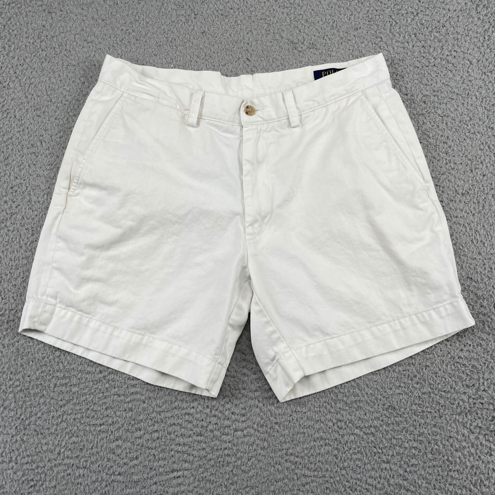 Polo Ralph Lauren Shorts Mens 32 White Classic Fit 6" Chino Cotton Prep Casual